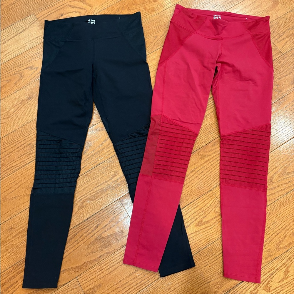 Joy Lab Moto Leggings Lot of 2 – Medium – Black & Red High Rise Activewear